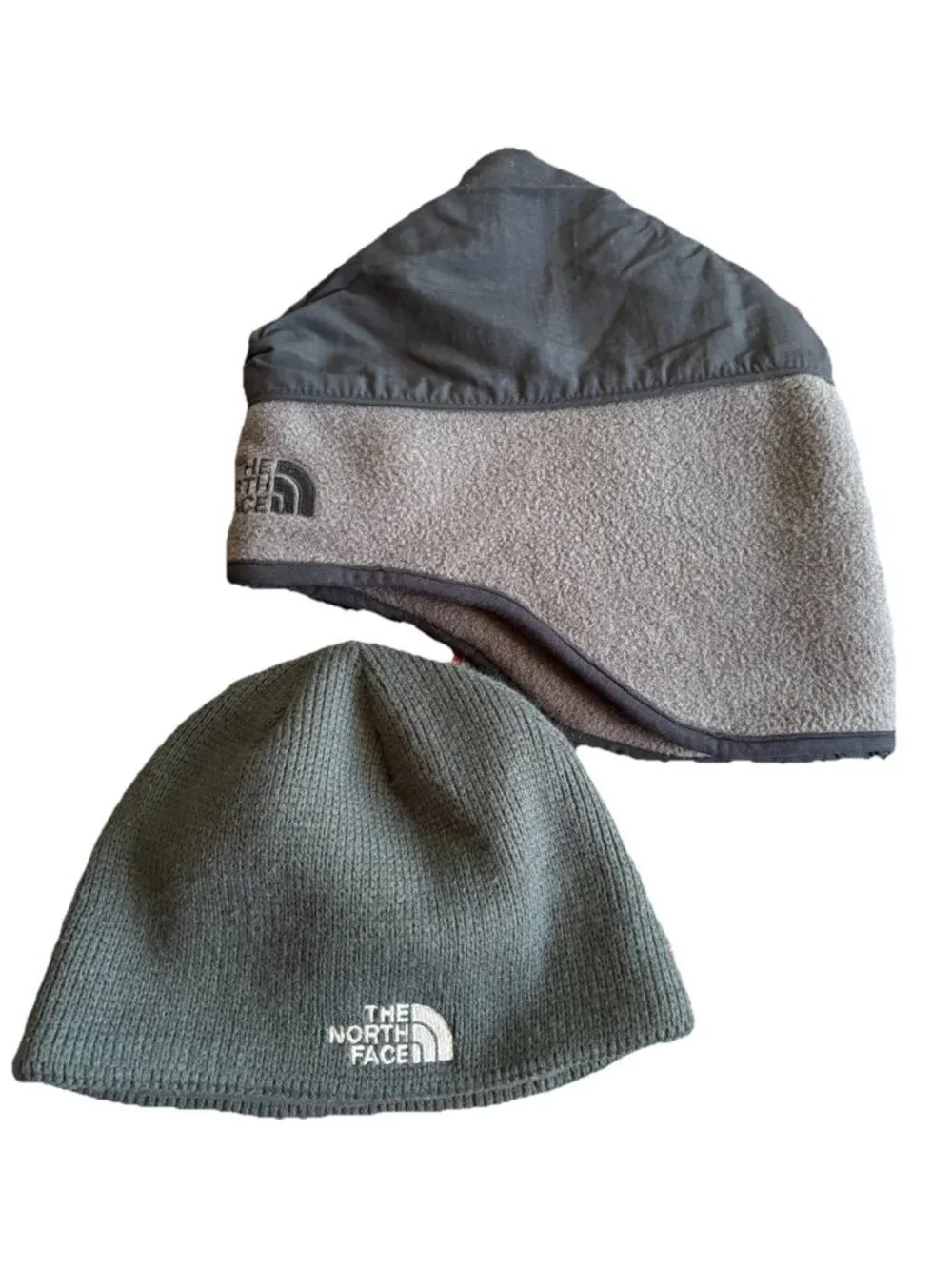 The North Face Fleece Beanie Lot 2 Gray Black Winter Ski OSFA Steep Tech Knit